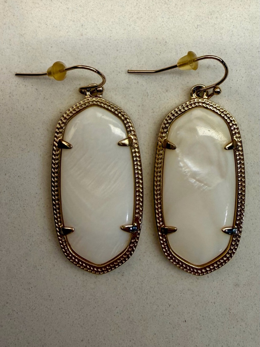 Kendra Scott Elle White Stone Drop Earrings in Gold Frame